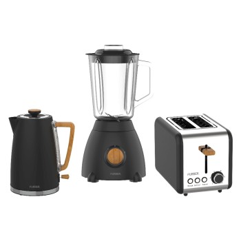 FURBER Set Wasserk-Toaster-Standmix S/H, black /Holz Set: F01091+F01092+F01093 FURBER Set Wasserk-Toaster-Standmix S/H, black /Holz Set: F01091+F01092+F01093