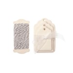 Glorex Papier-Anhänger mit Kordel, 15 Stück, 5.7 m Kordel, weiss