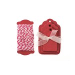 Glorex Papier-Anhänger mit Kordel, 15 Stück, 5.7 m Kordel, rot