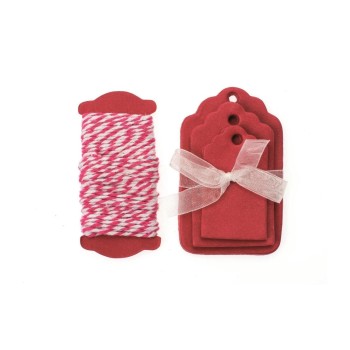 Glorex Papier-Anhänger with Kordel, 15 Stück, 5.7 m Kordel, red