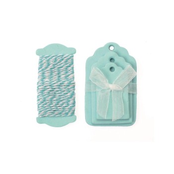 Glorex Papier-Anhänger with Kordel, 15 Stück, 5.7 m Kordel, hellblue