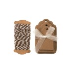 Glorex Papier-Anhänger mit Kordel, 15 Stück, 5.7 m Kordel, braun