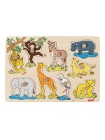 Steckpuzzle afrikanische Tierkinder, 30 x 21 cm, Sperrholz, 9 Teile