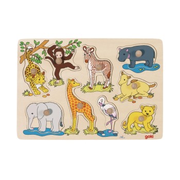 Steckpuzzle afrikanische Tierkinder, 30 x 21 cm, Sperrholz, 9 Teile Steckpuzzle afrikanische Tierkinder, 30 x 21 cm, Sperrholz, 9 Teile