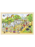 Goki Einlegepuzzle Zoobesuch, 30 x 20 x 0,8 cm, Holz, 24 Teile
