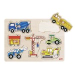 Goki Puzzle pour jeunes enfants Véhicules de construction de puzzles