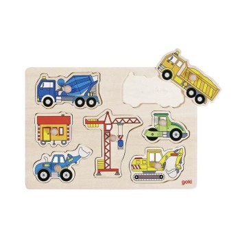 Goki Steckpuzzle Baufahrzeuge, 30 x 21 cm, Holz, 7 Teile Goki Steckpuzzle Baufahrzeuge, 30 x 21 cm, Holz, 7 Teile