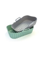 GOURMETmaxx Services de plats en cocotte 2 pièces Angulaire, Gris/Menthe,1500 ml