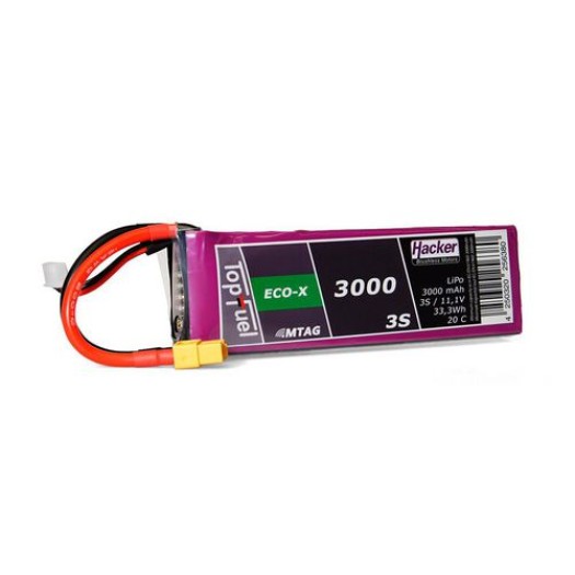 Hacker Batterie RC LiPo 3000 mAh 11,1 V 20C TopFuel ECO-X MTAG