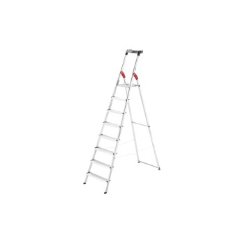 Hailo Échelle double L60, aluminium, avec plateau de travail 8 niveaux Hailo Échelle double L60, aluminium, avec plateau de travail 8 niveaux