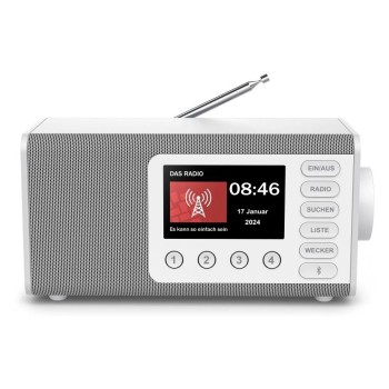 Hama Digitalradio DR1001, Weiss, DAB/DAB+,FM, BT, Radiowecker