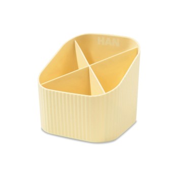 HAN Stifteköcher Re-X-LOOP, 4 Fächer, recyceltes Material, pastell yellow HAN Stifteköcher Re-X-LOOP, 4 Fächer, recyceltes Material, pastell yellow