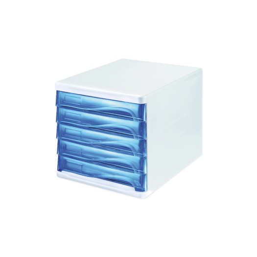 Helit Boîte à tiroirs Colours 5 tiroirs, Blanc/Bleu