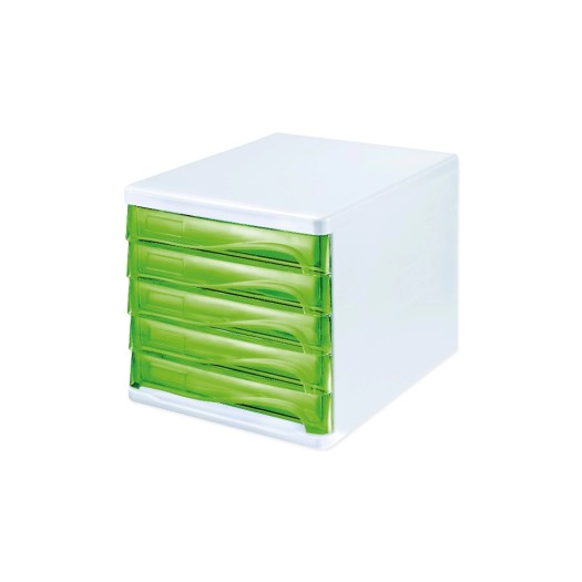 Helit Boîte à tiroirs Colours 5 tiroirs, Blanc/Vert