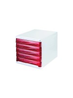 Helit Boîte à tiroirs Colours 5 tiroirs, Blanc/Rouge