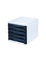 Helit Boîte à tiroirs Colours 5 tiroirs, Blanc/Noir