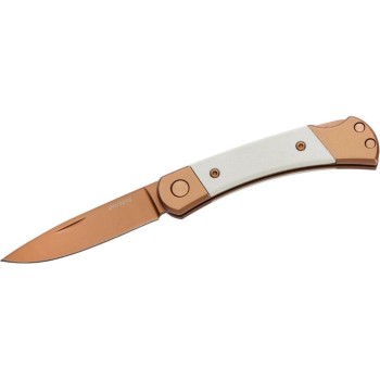 Herbertz Couteau de poche Revêtement en titane Or rose D2, Small, White