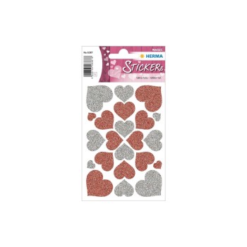 Herma Stickers Autocollant à motif Coeurs brillants 22 Pièce/s Gris/Rouge Herma Stickers Autocollant à motif Coeurs brillants 22 Pièce/s Gris/Rouge