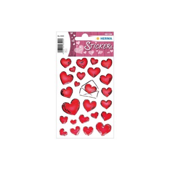 Herma Stickers Autocollant 3D Coeurs en argent 50 Pièce/s Rouge Herma Stickers Autocollant 3D Coeurs en argent 50 Pièce/s Rouge