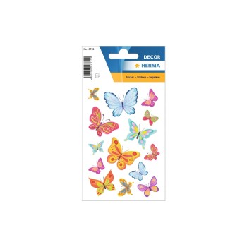 Herma Stickers Autocollant à motif Papillon 2 feuilles à 28 autocollants Multicolore