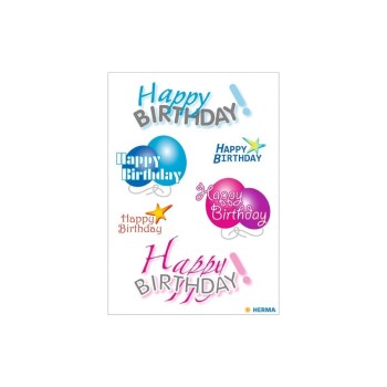 Herma Stickers Autocollant à motif Happy Birthday, 3 feuilles Herma Stickers Autocollant à motif Happy Birthday, 3 feuilles