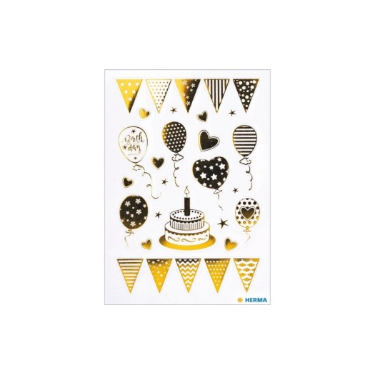 Herma Stickers Autocollant à motif Birthday Party feuille d'or, 1 feuille