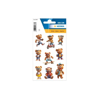 Herma Stickers Autocollant à motif Des nounours cools 3 feuilles avec 9 autocollants chacune Herma Stickers Autocollant à motif Des nounours cools 3 feuilles avec 9 autocollants chacune