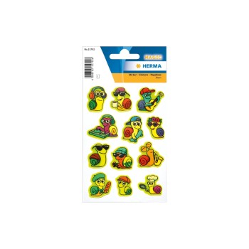 Herma Sticker Lustige Schnecken neon, 1 Blatt, 12 Sticker, selbstklebend
