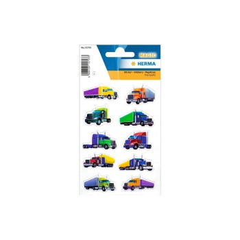 Herma Sticker Coole Trucks Transpuffy, 1 Blatt, 10 Sticker, selbstklebend