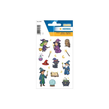 Herma Sticker Hexen Zauberer beglimmert, 1 Blatt, 17 Sticker, selbstklebend