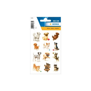Herma Sticker Verspielte Hunde, 3 Blatt, 36 Sticker, selbstklebend