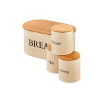 Hermia Brotkasten-Set 4-teilig Creme, Metall, 1xTee, 1xZucker, 1xKaffee, 1xBrot