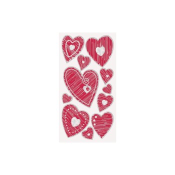 Heyda Autocollant à motif Mix Coeurs, Rouge