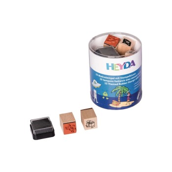 Heyda 15 tampons fantaisie sur le thème pirate et espace avec un tampon encreur Heyda 15 tampons fantaisie sur le thème pirate et espace avec un tampon encreur
