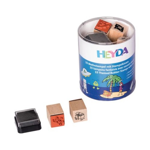 Heyda 15 tampons fantaisie sur le thème pirate et espace avec un tampon encreur