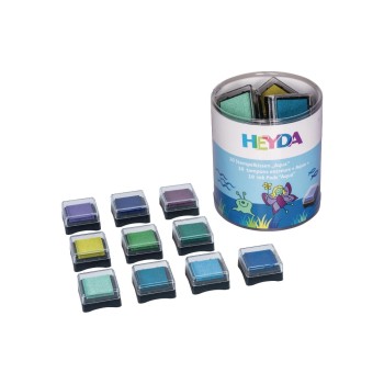 Heyda Stempelkissen-Set Aqua, 10 Kissen à 3x3cm