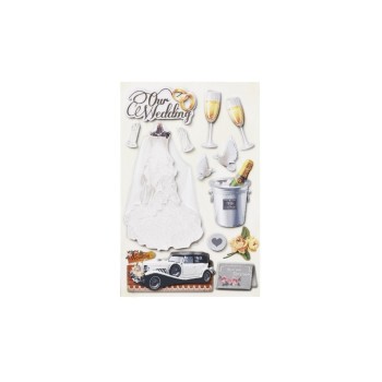 HobbyFun Autocollant 3D Mariage 1 feuille