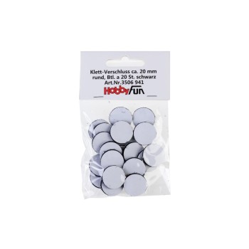 Hobbyfun Klett-Verschluss 20 mm, rund black , 20 Stück Hobbyfun Klett-Verschluss 20 mm, rund black , 20 Stück