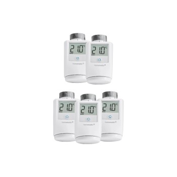 Homematic IP 5x Heizkörperthermostat Kit, drei Heizprofile, 6 Heizphasen pro Tag