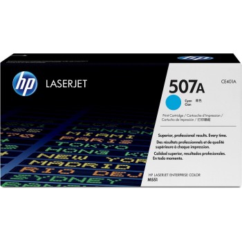 HP Toner 507A - Cyan (CE401A), environ 6000 pages HP Toner 507A - Cyan (CE401A), environ 6000 pages