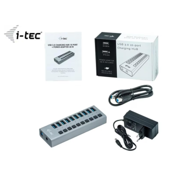i-tec USB 3.0 - USB 3 HUB mit 10 Ports - Strom 48 Watts und Verbindung zum Hostcomputer