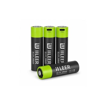 IILEER Piles rechargeables au lithium IILEER AA 1 200 mAh, lot de 4 IILEER Piles rechargeables au lithium IILEER AA 1 200 mAh, lot de 4