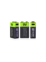 IILEER Piles rechargeables au lithium 9 V, 350 mAh, lot de 2 350 mAh, 2 Pièce/s