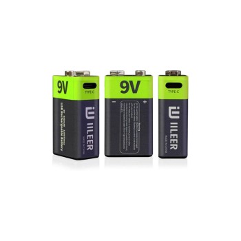 IILEER Piles rechargeables au lithium 9 V, 350 mAh, lot de 2 350 mAh, 2 Pièce/s IILEER Piles rechargeables au lithium 9 V, 350 mAh, lot de 2 350 mAh, 2 Pièce/s