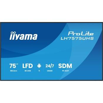 Iiyama LH7575UHS-B2AG, 75, IPS, UHD, 500cd, SDM, DPOut, Android Iiyama LH7575UHS-B2AG, 75, IPS, UHD, 500cd, SDM, DPOut, Android