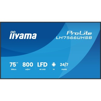 Iiyama LH7566UHSB-B1AG, 75, IPS, UHD, 800cd, Android 14 OS Iiyama LH7566UHSB-B1AG, 75, IPS, UHD, 800cd, Android 14 OS