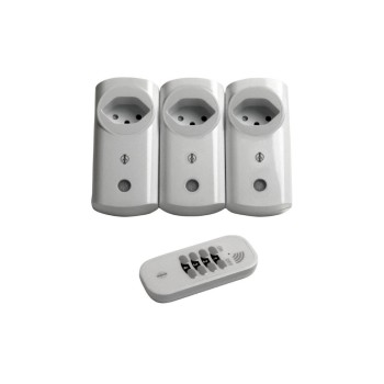 Intertechno Funk-Set IP20 white, 3x Zwischenstecker / Handsender