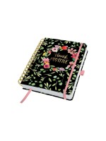 Jolie Agenda journalier Flower Love A5, non daté, Vert/Rose/Noir