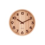KARLSSON Wanduhr Pure, Hellbraun, Lindenholz,22x4.5cm(DxT),exkl.1xAA Batterie