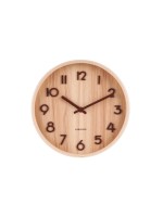 KARLSSON Wanduhr Pure, Hellbraun, Lindenholz,22x4.5cm(DxT),exkl.1xAA Batterie